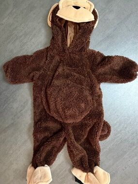 Infant Child Size 6 Months One Piece Monkey Brown & Tan Plush Costume Halloween
